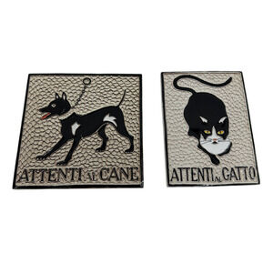 Grazioni Luciano Italy Clay Tile Set Attenti al Cane & Attenti al Gatto
